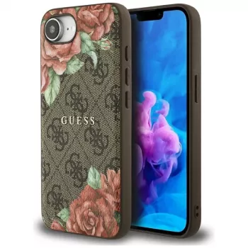 Guess 4G Flowers Print Custodia MagSafe per iPhone 16e / 17e marrone