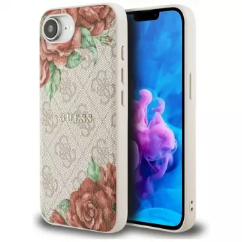 Guess 4G Flowers Print Custodia MagSafe per iPhone 16e / 17e rosa