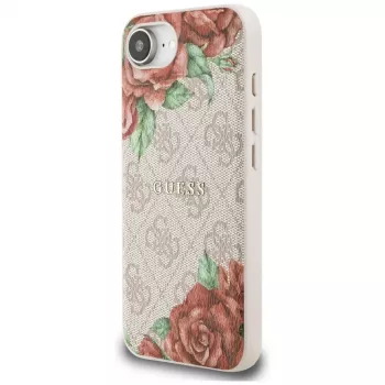 Guess 4G Flowers Print Custodia MagSafe per iPhone 16e / 17e rosa