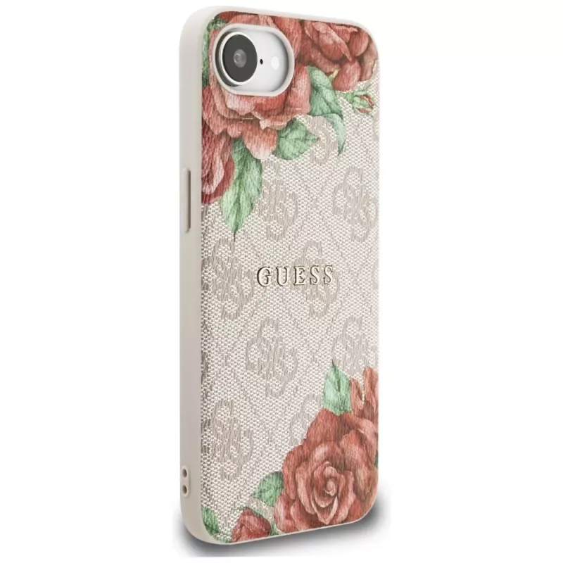Guess 4G Flowers Print Custodia MagSafe per iPhone 16e / 17e rosa