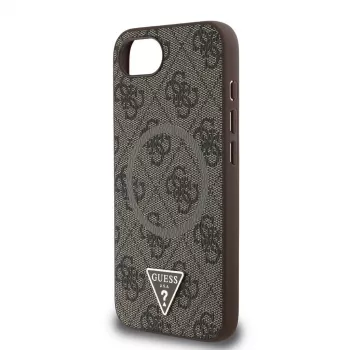Guess 4G Ring Triangle Logo Custodia MagSafe per iPhone 16e (marrone)