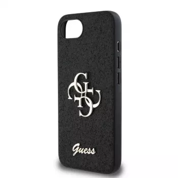 Guess Fixed Glitter Big 4G Custodia per iPhone 16e (nero)