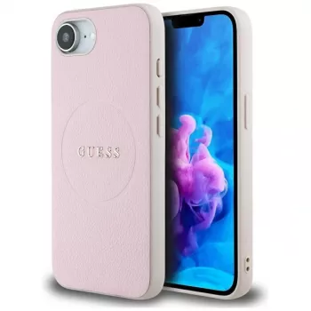 Guess Grained Ring Custodia MagSafe per Apple iPhone 16e (rosa)