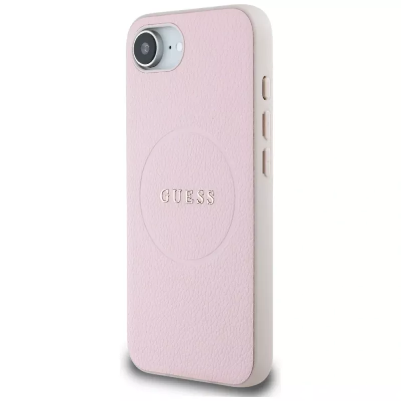 Guess Grained Ring Custodia MagSafe per Apple iPhone 16e (rosa)