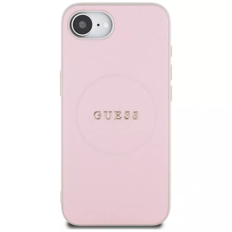 Guess Grained Ring Custodia MagSafe per Apple iPhone 16e (rosa)