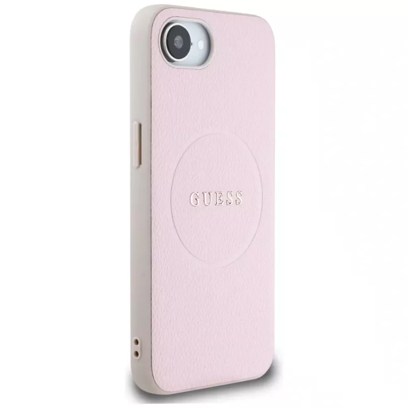 Guess Grained Ring Custodia MagSafe per Apple iPhone 16e (rosa)