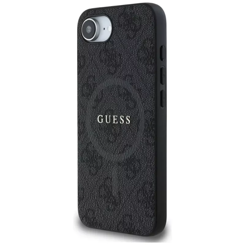 Guess 4G Ring Classic Logo Custodia MagSafe per iPhone 16e (nero)
