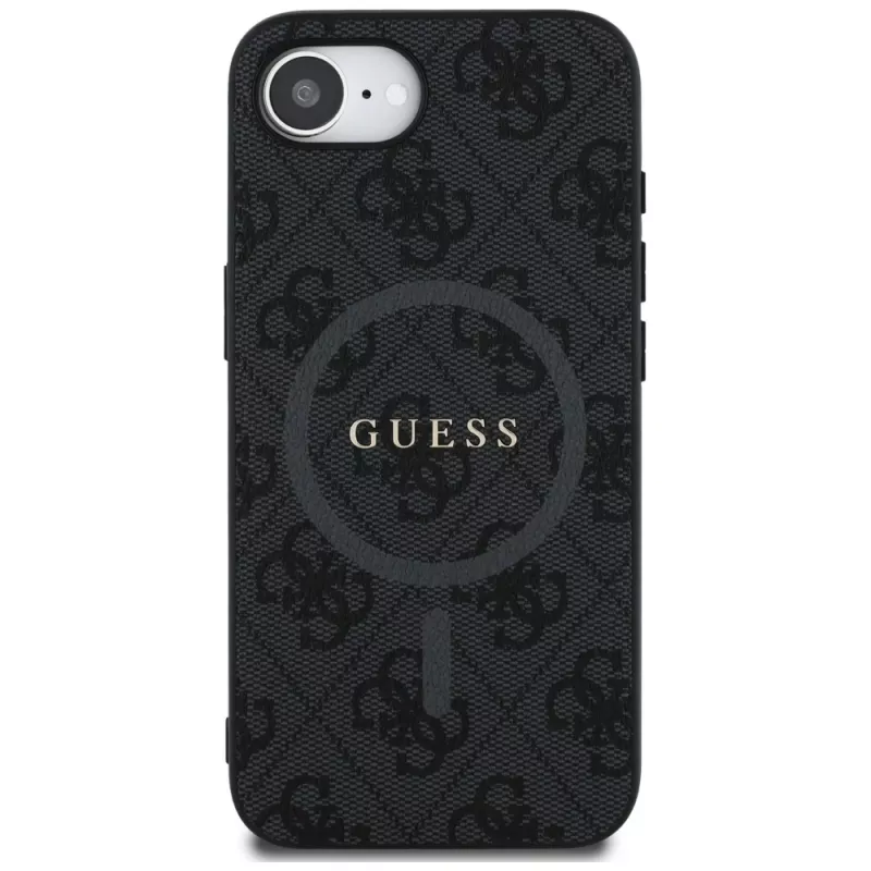 Guess 4G Ring Classic Logo Custodia MagSafe per iPhone 16e (nero)