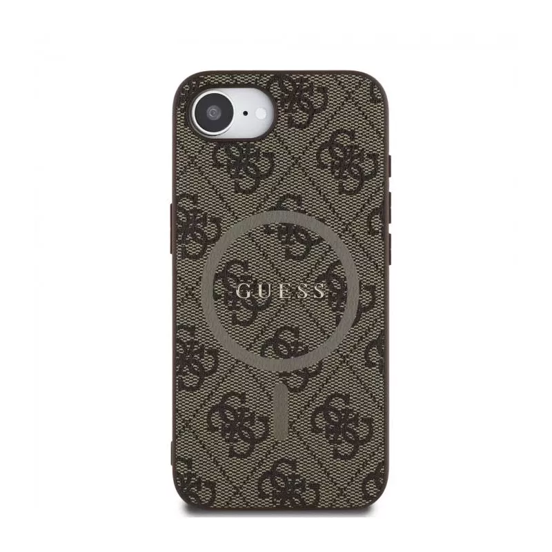 Guess 4G Ring Classic Logo Custodia MagSafe per Apple iPhone 16e (marrone)
