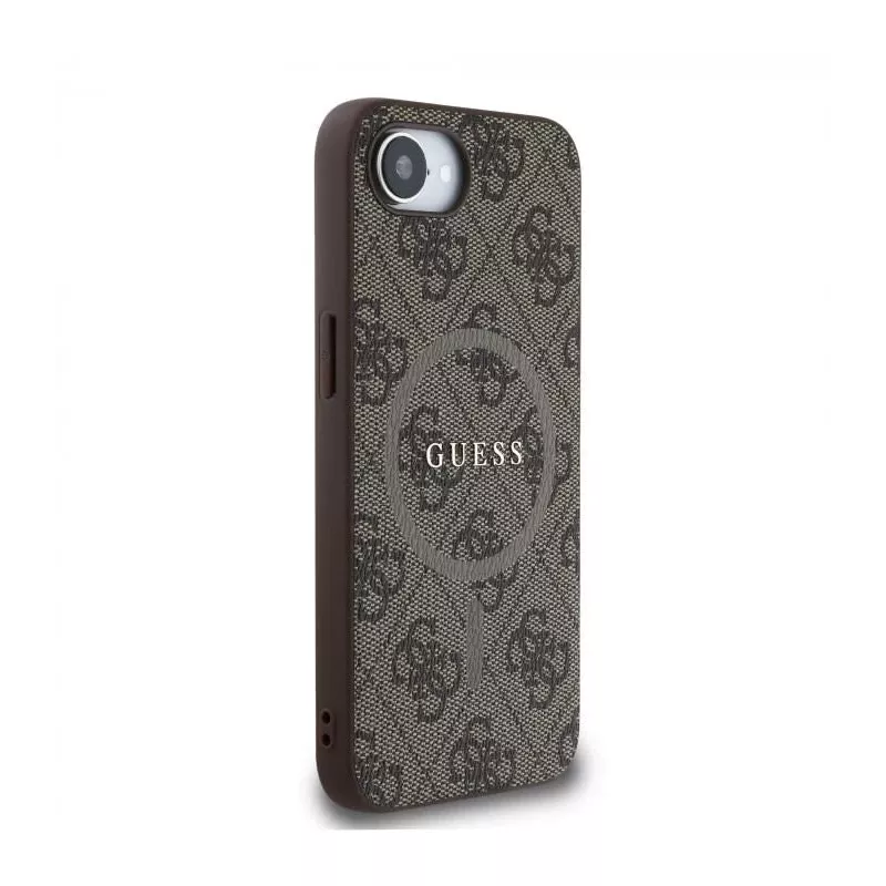 Guess 4G Ring Classic Logo Custodia MagSafe per Apple iPhone 16e (marrone)