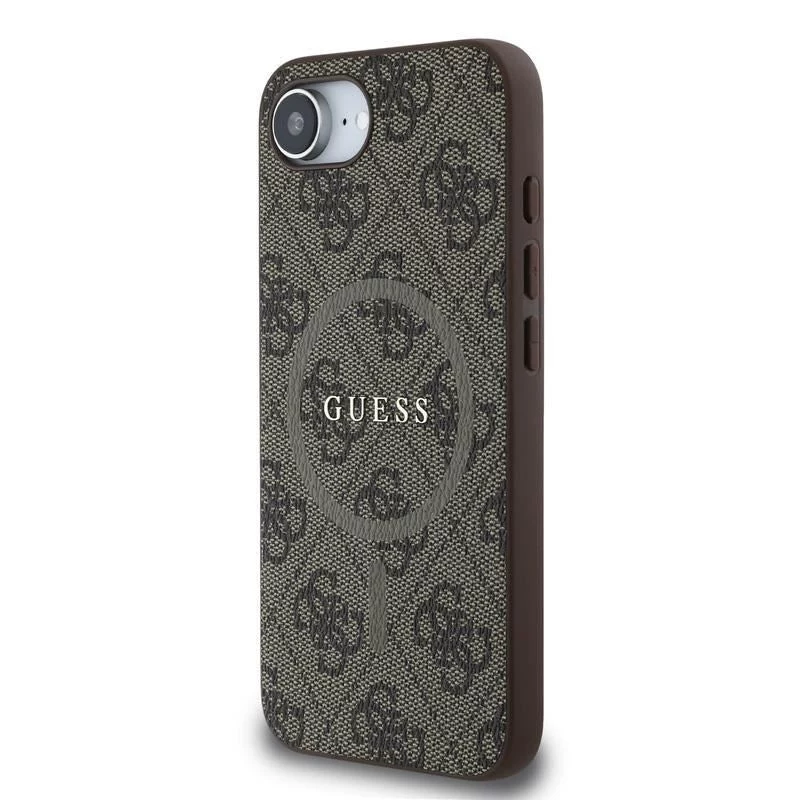 Guess 4G Ring Classic Logo Custodia MagSafe per Apple iPhone 16e (marrone)