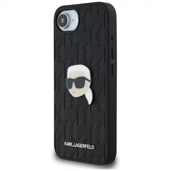 Karl Lagerfeld Monogram Karl Head Pin Custodia per iPhone 16e / 17e, nero