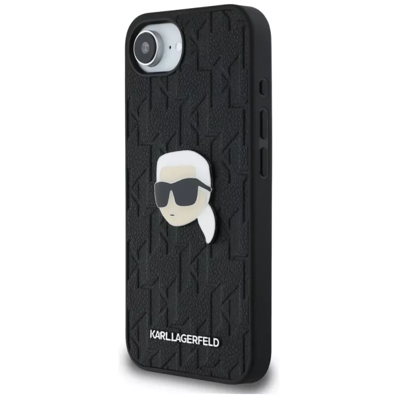 Karl Lagerfeld Monogram Karl Head Pin Custodia per iPhone 16e / 17e, nero