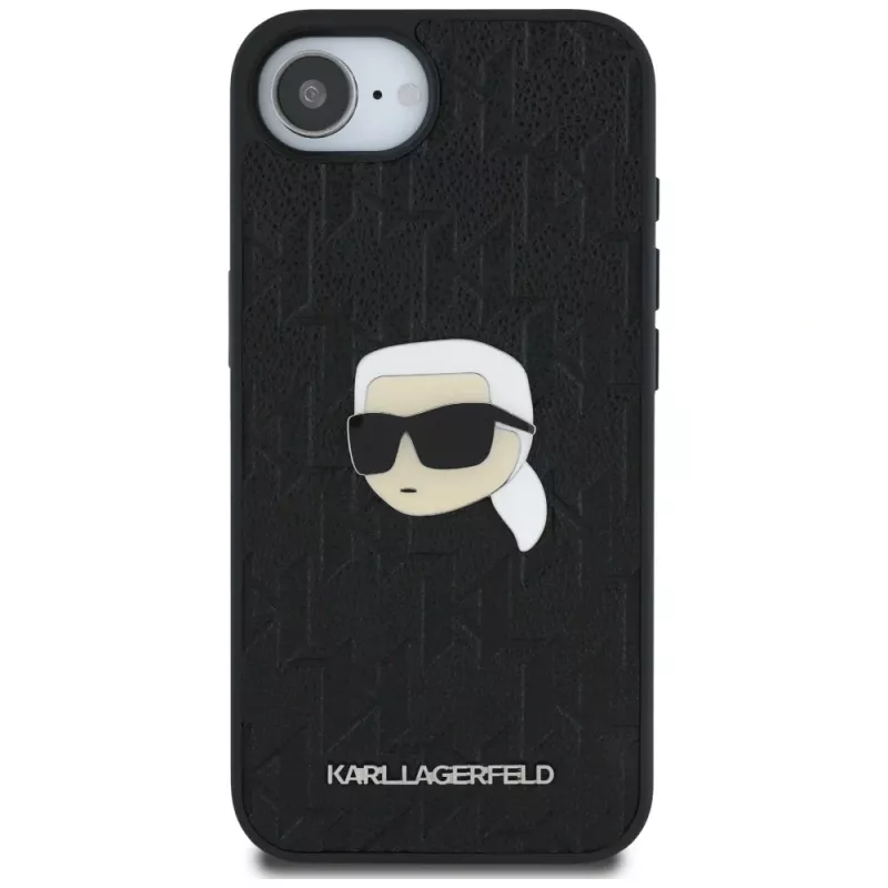Karl Lagerfeld Monogram Karl Head Pin Custodia per iPhone 16e / 17e, nero