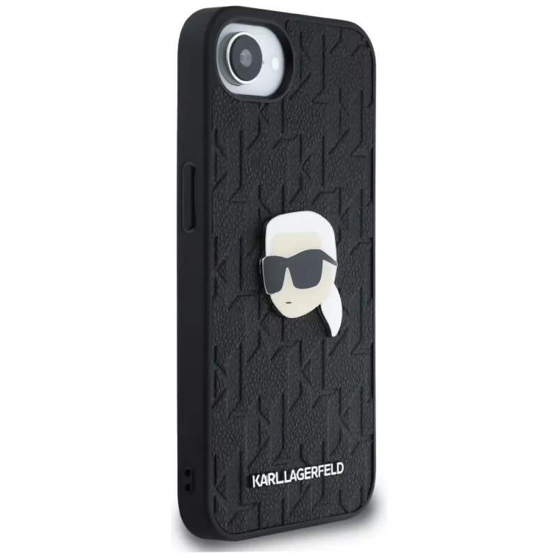 Karl Lagerfeld Monogram Karl Head Pin Custodia per iPhone 16e / 17e, nero