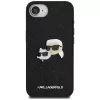 Karl Lagerfeld Fixed Glitter Karl & Choupette Heads Metal Pin Custodia per Apple iPhone 16e (nero)