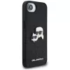Karl Lagerfeld Fixed Glitter Karl & Choupette Heads Metal Pin Custodia per Apple iPhone 16e (nero)