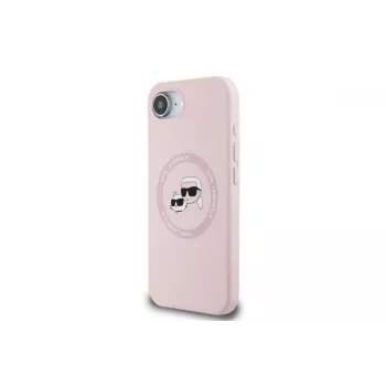 Karl Lagerfeld Silicone Karl & Choupette Heads Custodia MagSafe per iPhone 16e / 17e rosa