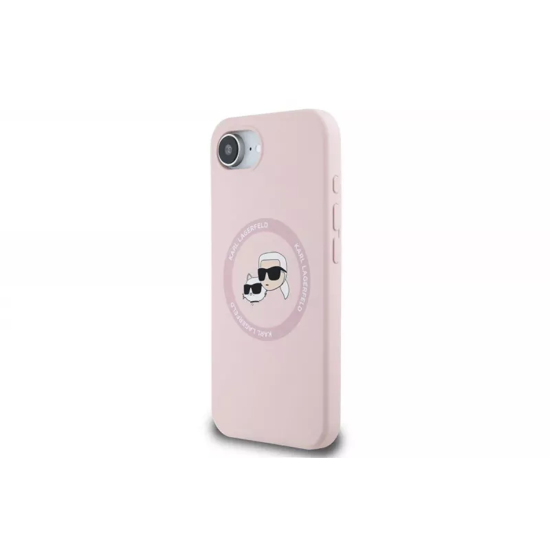 Karl Lagerfeld Silicone Karl & Choupette Heads Custodia MagSafe per iPhone 16e / 17e rosa