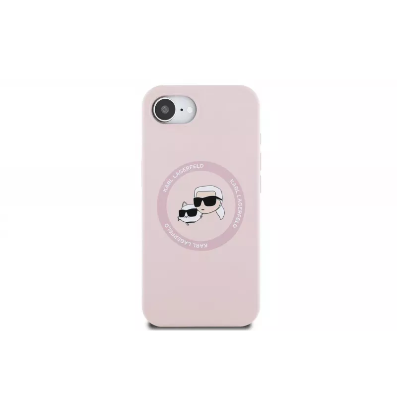 Karl Lagerfeld Silicone Karl & Choupette Heads Custodia MagSafe per iPhone 16e / 17e rosa
