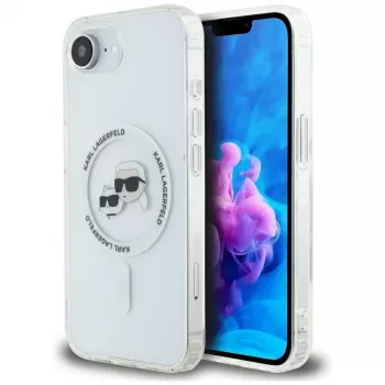 KARL LAGERFELD IML Metal Karl & Choupette Heads Custodia MagSafe per iPhone 16e/17e bianco