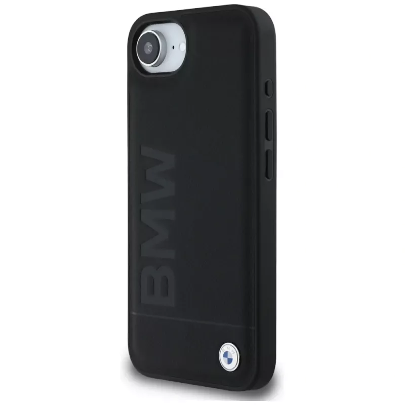 BMW Leather Hot Stamp Custodia per iPhone 16e / 17e nero
