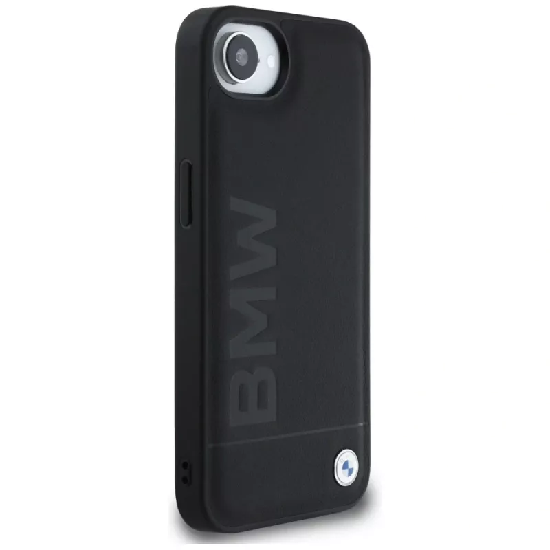 BMW Leather Hot Stamp Custodia per iPhone 16e / 17e nero