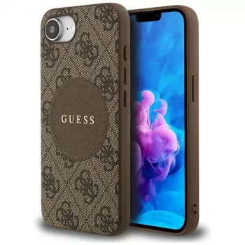 Guess 4G Circle Classic Logo Custodia MagSafe per iPhone 16e (marrone)