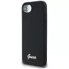 Guess Silicone Script Metal Logo Custodia MagSafe per iPhone 16e (nero)