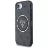 Guess IML Metal Glitter 4G Circle Triangle Custodia MagSafe per iPhone 16e (nero)
