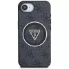 Guess IML Metal Glitter 4G Circle Triangle Custodia MagSafe per iPhone 16e (nero)