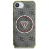 Guess IML Metal Glitter 4G Circle Triangle Custodia MagSafe per Apple iPhone 16e (marrone)