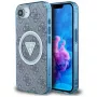 Guess IML Metal Glitter 4G Circle Triangle Custodia MagSafe per iPhone 16e (blu)