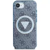 Guess IML Metal Glitter 4G Circle Triangle Custodia MagSafe per iPhone 16e (blu)