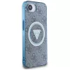 Guess IML Metal Glitter 4G Circle Triangle Custodia MagSafe per iPhone 16e (blu)