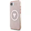 Guess IML Metal Glitter 4G Circle Triangle Custodia MagSafe per Apple iPhone 16e (rosa)