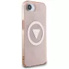 Guess IML Metal Glitter 4G Circle Triangle Custodia MagSafe per Apple iPhone 16e (rosa)