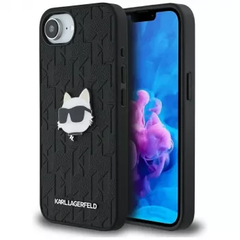 KARL LAGERFELD Monogram Choupette Head Pin Custodia per iPhone 16e / 17e nero