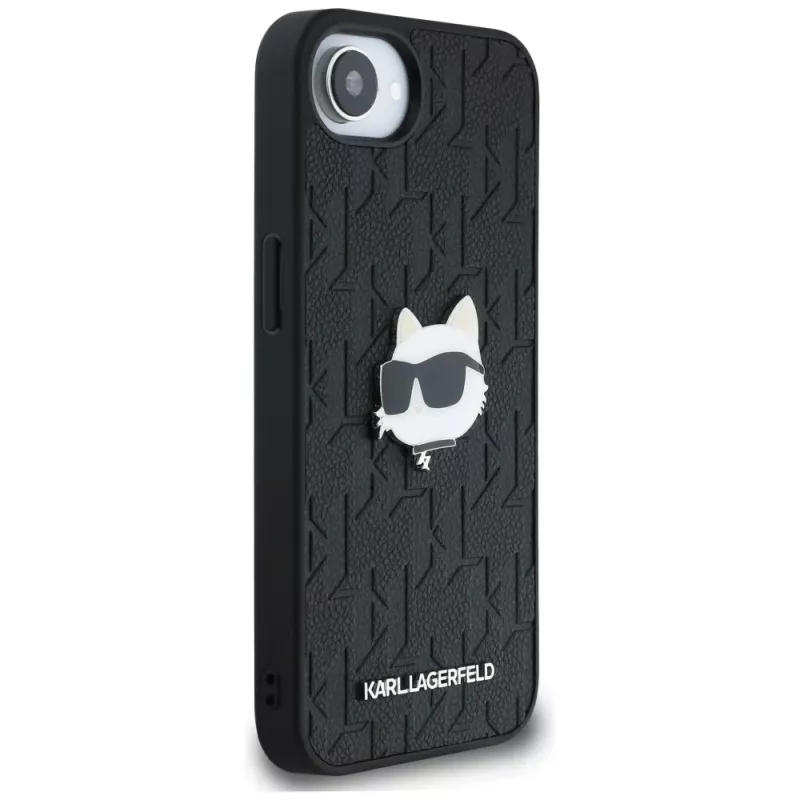KARL LAGERFELD Monogram Choupette Head Pin Custodia per iPhone 16e / 17e nero