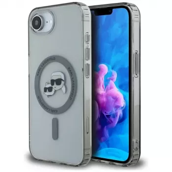 KARL LAGERFELD IML Metal Karl & Choupette Heads Cover MagSafe per iPhone 16e / 17e, nero