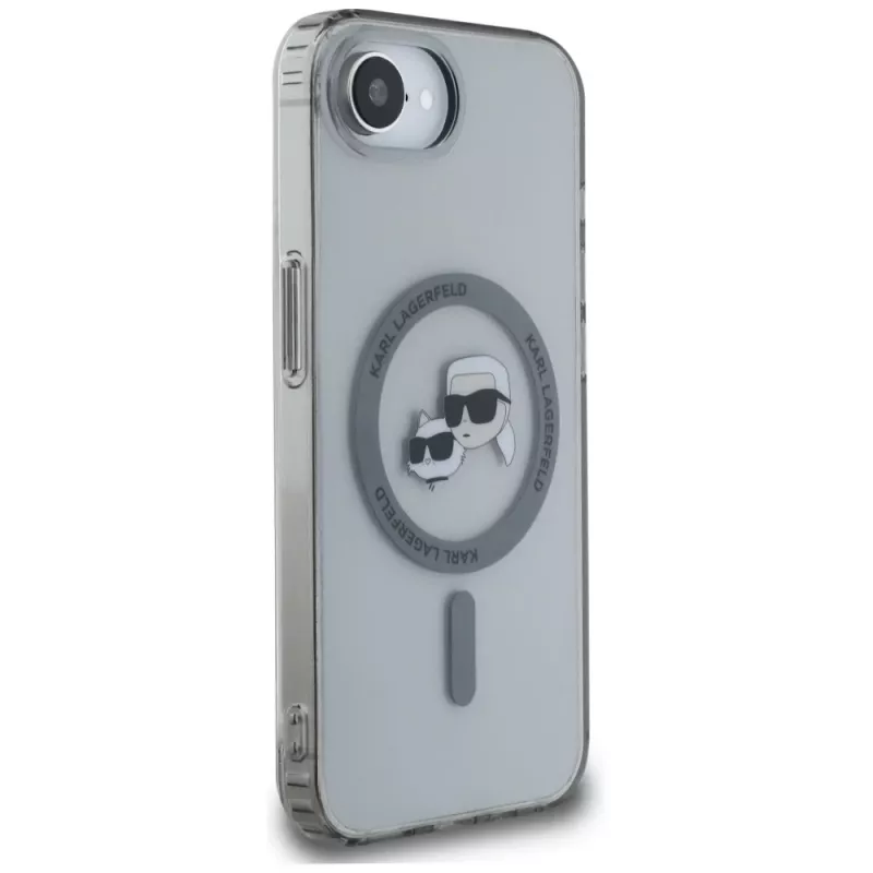 KARL LAGERFELD IML Metal Karl & Choupette Heads Cover MagSafe per iPhone 16e / 17e, nero