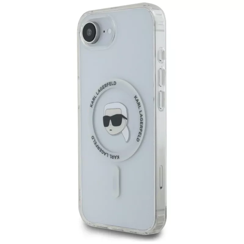 Karl Lagerfeld IML Metal Karl Head Cover MagSafe per iPhone 16e/17e bianco