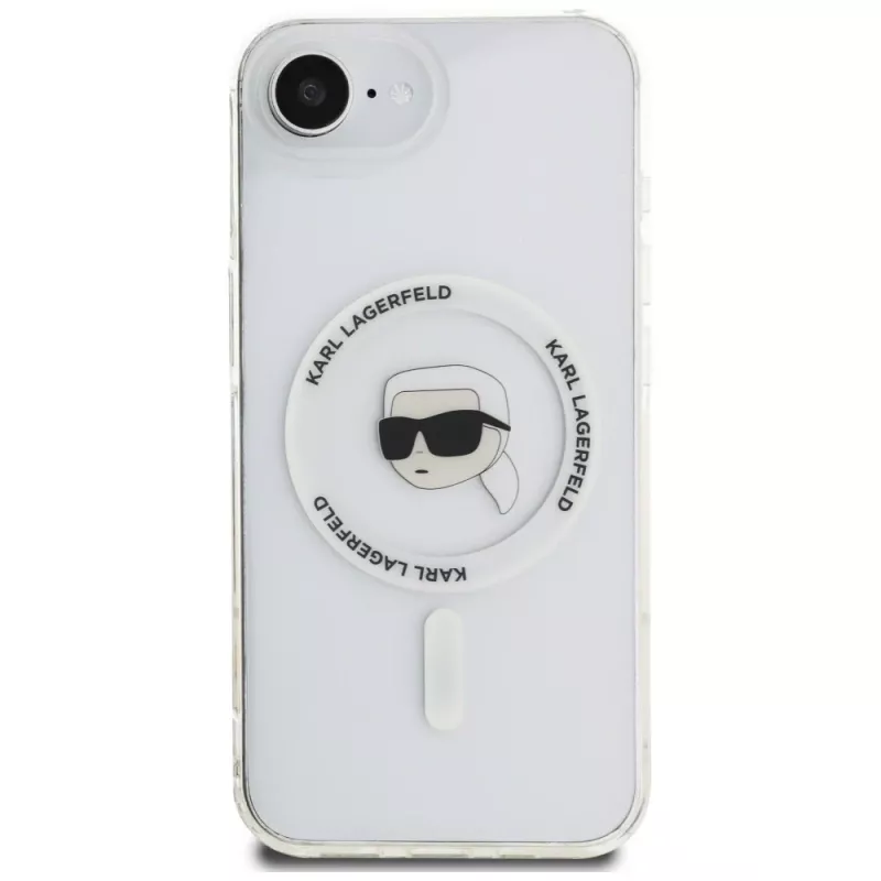Karl Lagerfeld IML Metal Karl Head Cover MagSafe per iPhone 16e/17e bianco