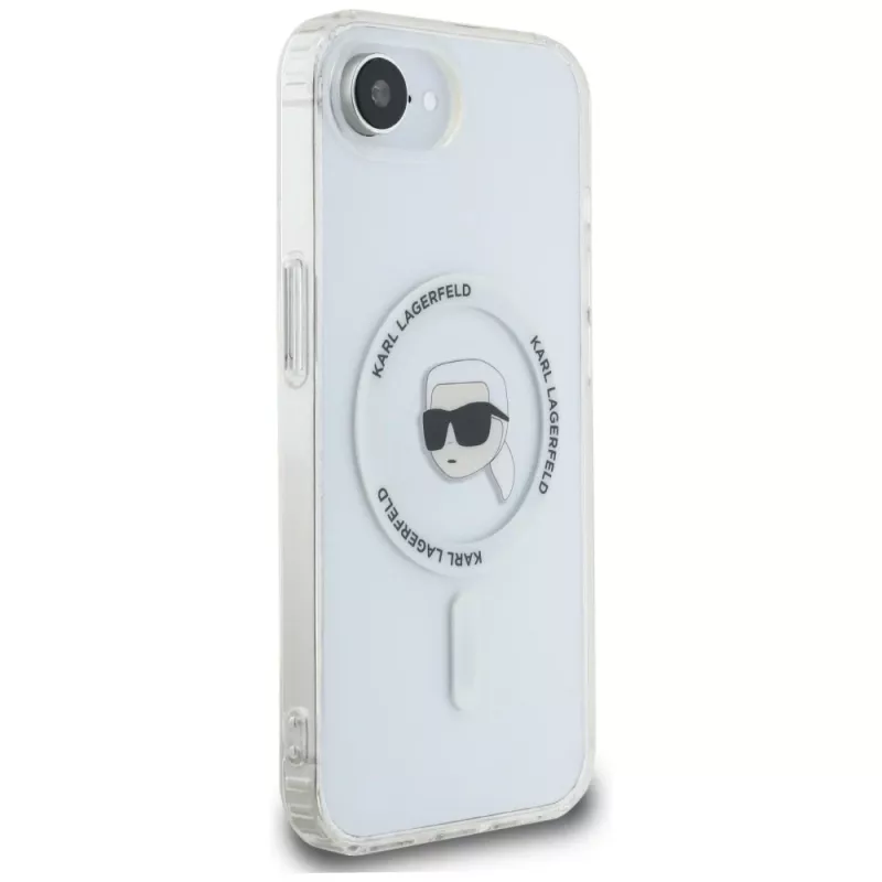 Karl Lagerfeld IML Metal Karl Head Cover MagSafe per iPhone 16e/17e bianco
