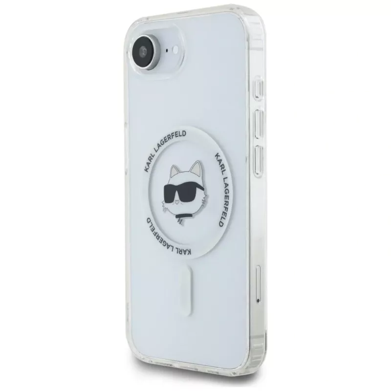 KARL LAGERFELD IML Metal Choupette Head Cover MagSafe per iPhone 16e / 17e bianco