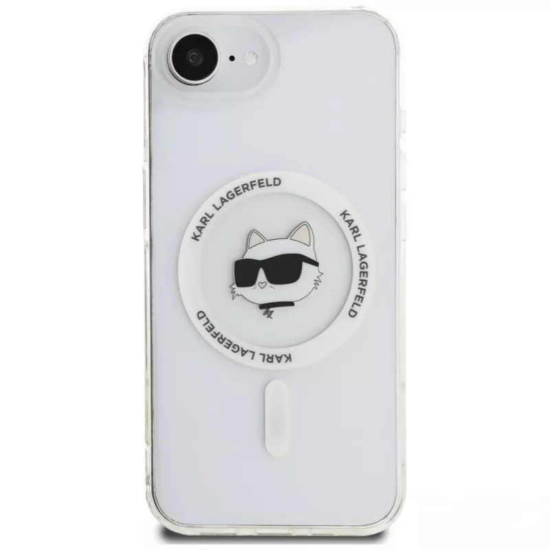 KARL LAGERFELD IML Metal Choupette Head Cover MagSafe per iPhone 16e / 17e bianco