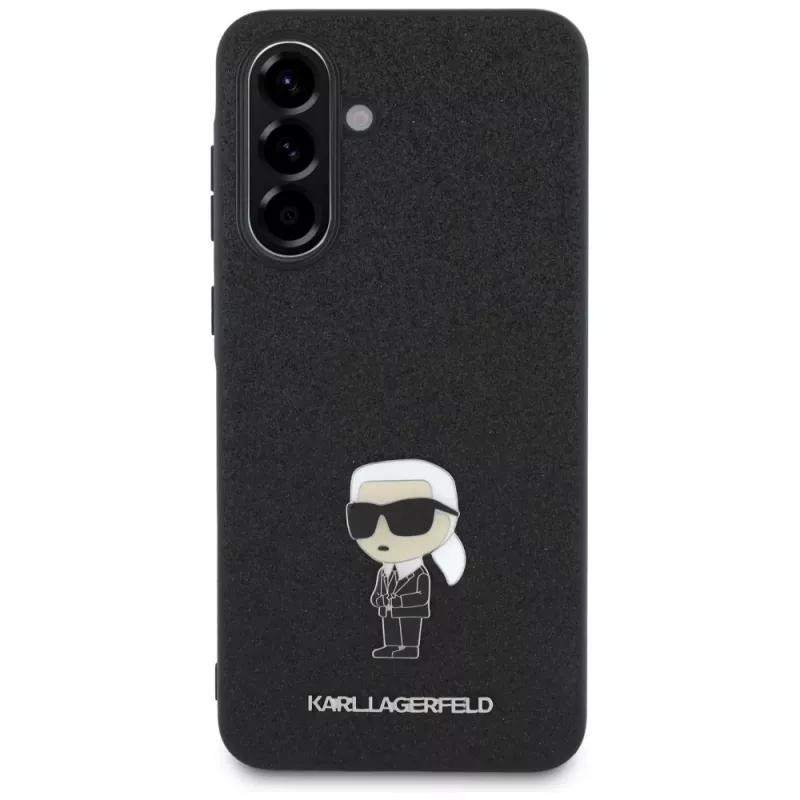 KARL LAGERFELD Fixed Glitter Ikonik Logo Metal Pin Cover per Samsung Galaxy A36 - nero