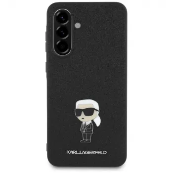Karl Lagerfeld Fixed Glitter Ikonik Logo Metal Pin Cover posteriore per Samsung Galaxy A56 5G (Nero)