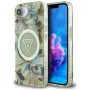 Guess IML Metal Glitter Flowers Triangle Cover posteriore MagSafe per Apple iPhone 16e, Verde