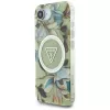 Guess IML Metal Glitter Flowers Triangle Cover posteriore MagSafe per Apple iPhone 16e, Verde